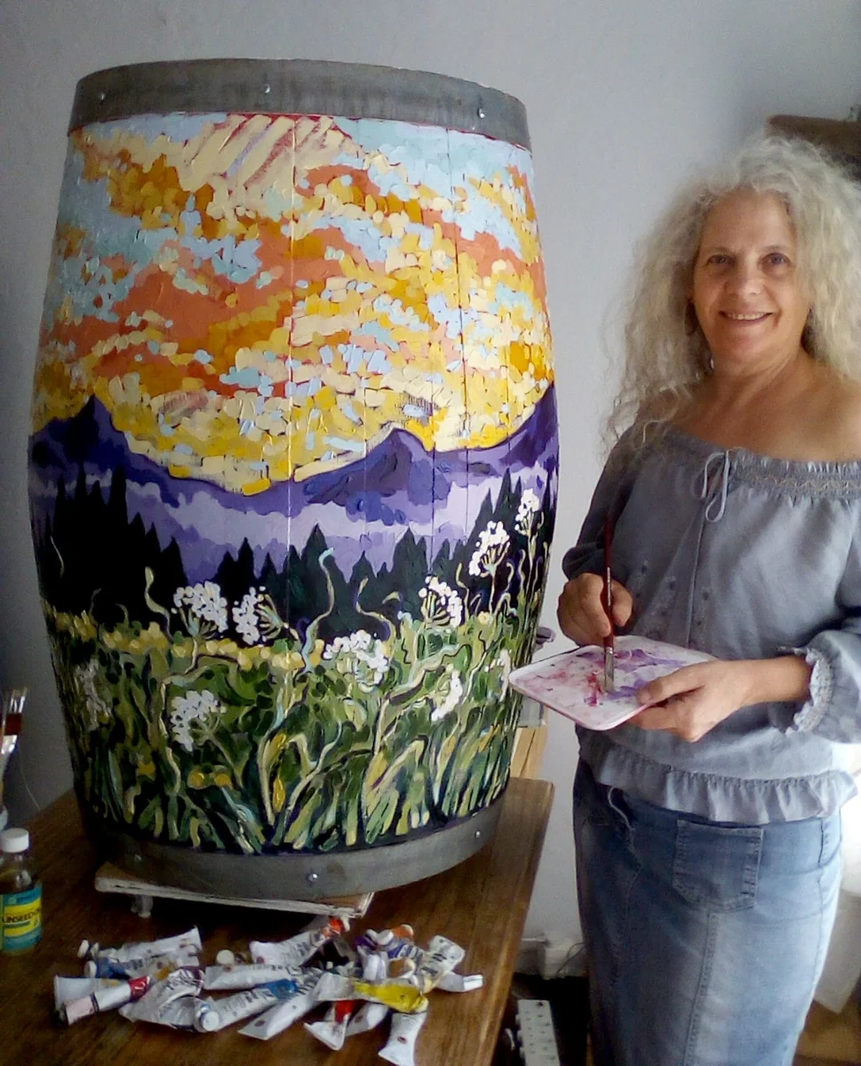 AVAILABLE Lightcatcher - Oil painting on wine barrel... Price on request.
