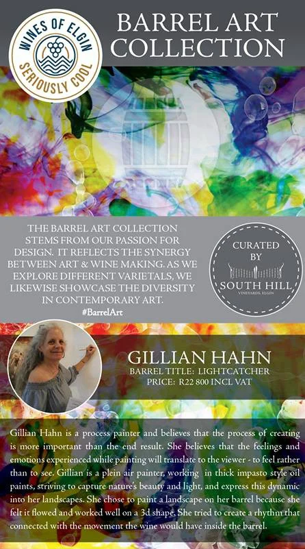 2017 - I was chosen as one of the artists to paint a barrel for Wine X which went on exhibition around South Africa. https://www.winex.co.za/ https://southhill.co.za/
