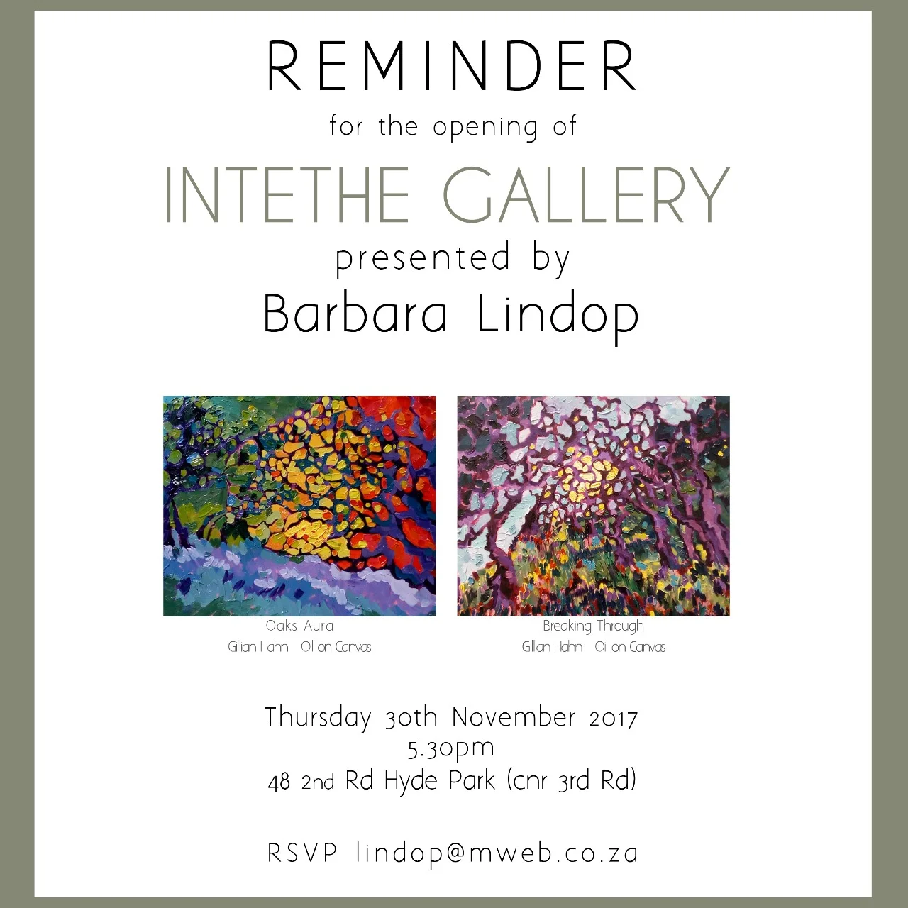 2017 - Group exhibition at Barbara Lindops Gallery Intethe in Johannesburg