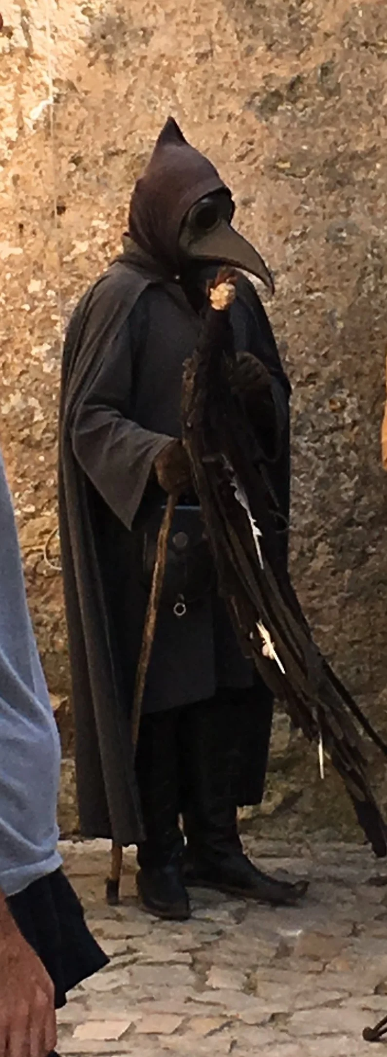 Bubonic plague mask as worn by some doctors during the 17th 18th & 19th centuries. Filled with similar fresh botanicals found in todays On Guard blend. Photo - Obidos, Leiria, Portugal - May 2018