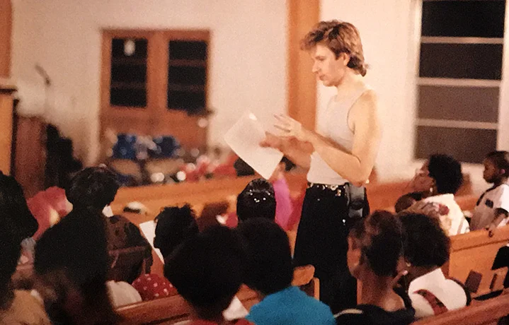 Trying to get an American gospel choir to sing in Dutch for music video shoot, Florida 1992