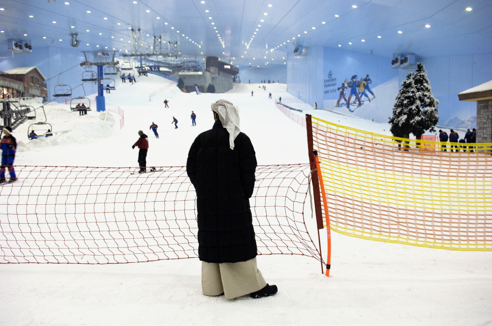 Snow fun in the desert: while a sustainable energy is the main theme of Dubai’s 2020 World Expo, tourists know Dubai is the ﬁrst desert city with an indoor ski resort, Ski Dubai with 22,500 square meters of indoor ski area.