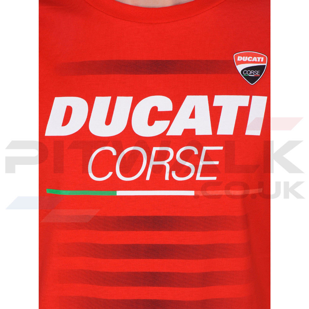 Ducati Corse Large Logo Red Tee Shirt Pitwalk Motorsport Merchandise And Memorabilia