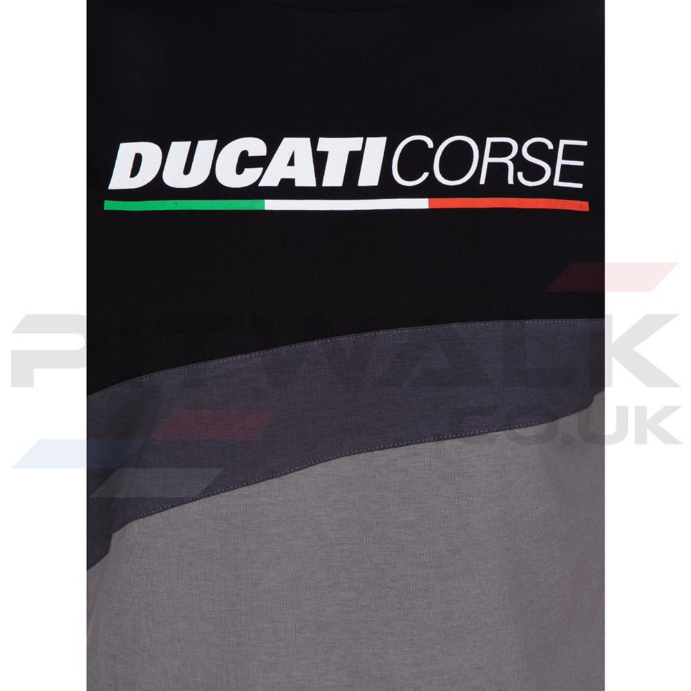 Ducati Corse Inserted Logo Black Tee Shirt Pitwalk Motorsport Merchandise And Memorabilia