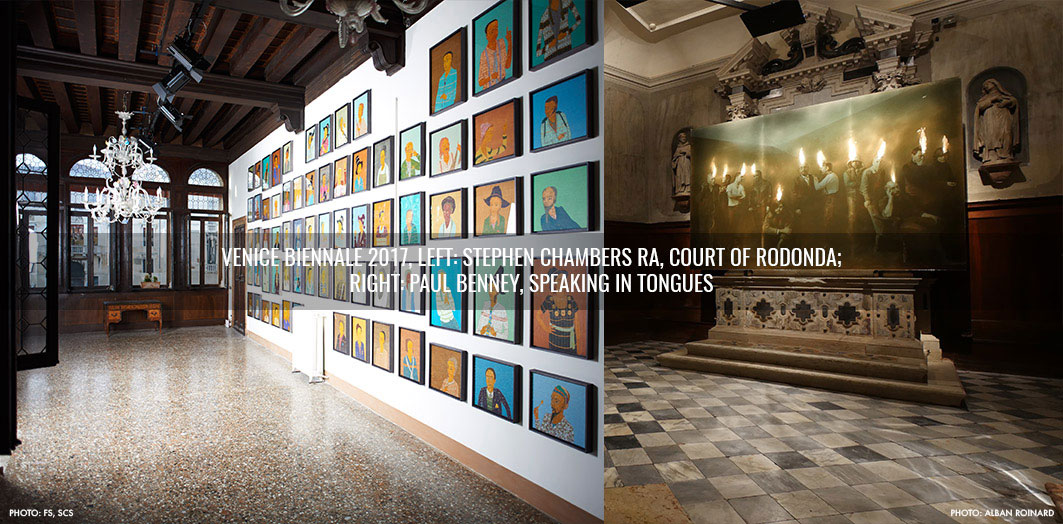 Venice Biennale works including Court of Rodonda by Stephen Chambers and Speaking Tongues by Paul Benney