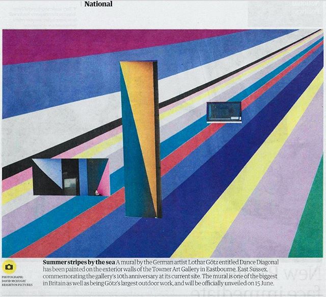 Nice big image of part of @lothargoetz&rsquo;s new commission for @townergallery in @guardian today! The official launch of Lothar&rsquo;s Brewers Towner Commission: Dance Diagonal is 15th June! 🌈 .
@brewerspaints @thelondonmuralcompany #lothargoetz