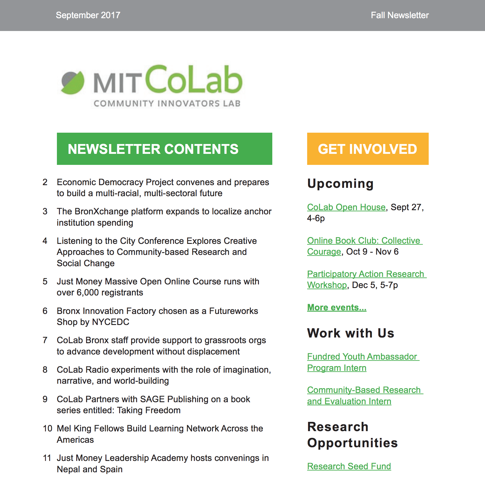 Fall 2017 Newsletter