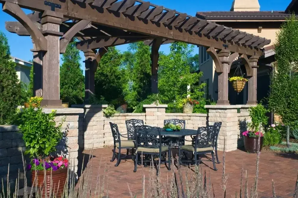 Pergola with outdoor lighting by Green View in Bloomington, Illinois