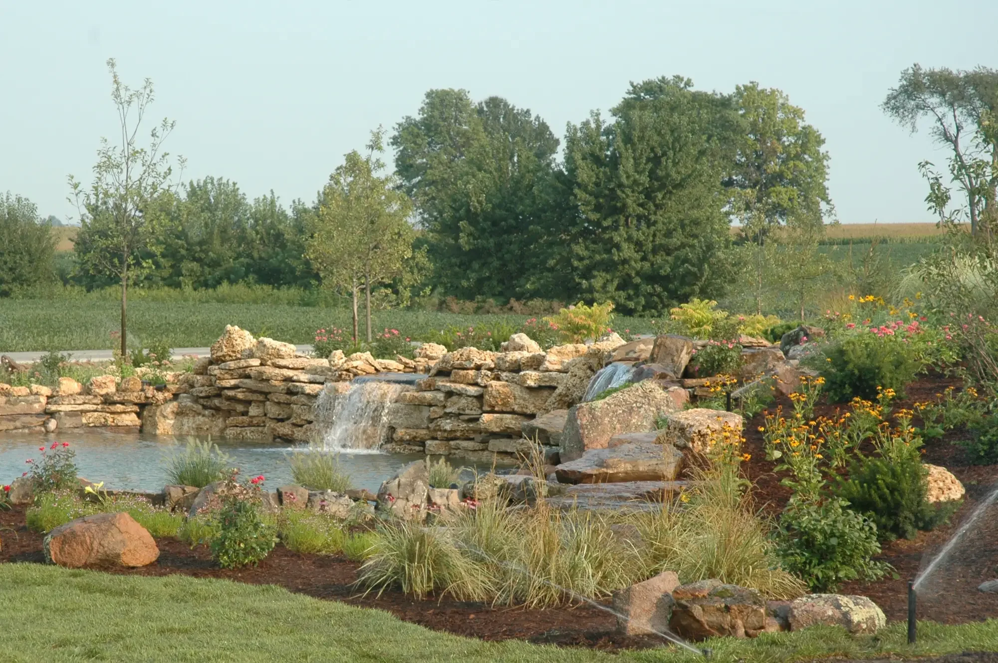Waterfall and stream installation by Green View, Central Illinois