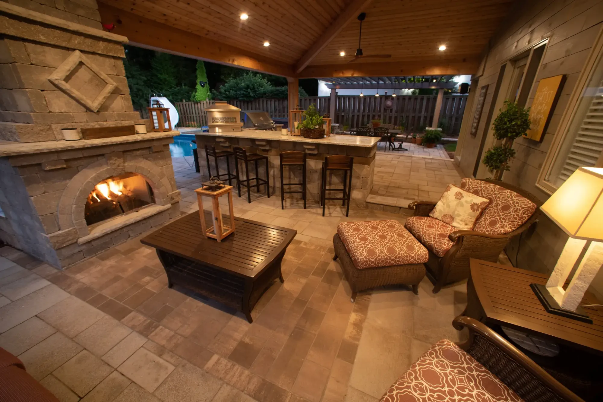 Outdoor fireplace by Green View, Central Illinois