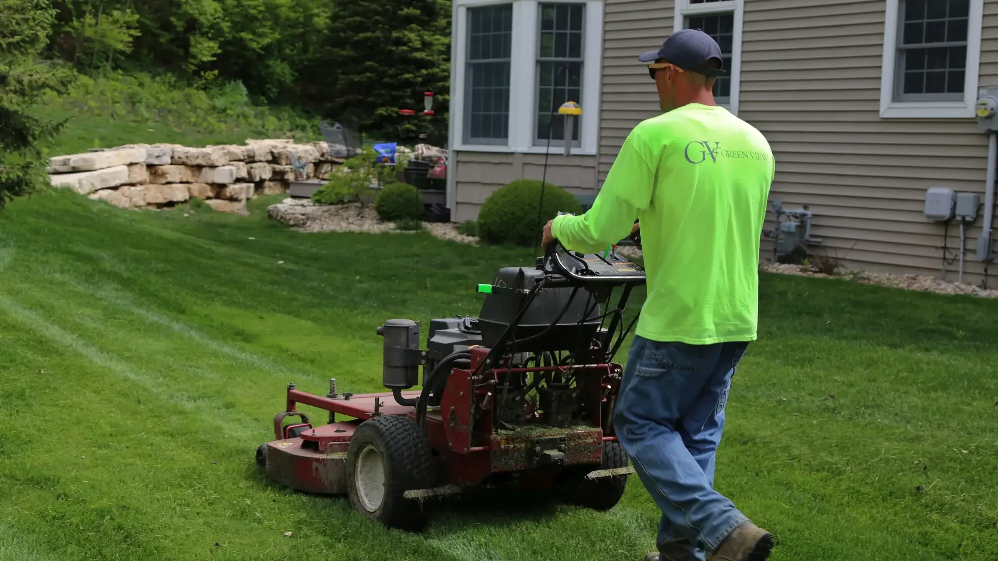 Professional lawn mowing by Green View, Central Illinois