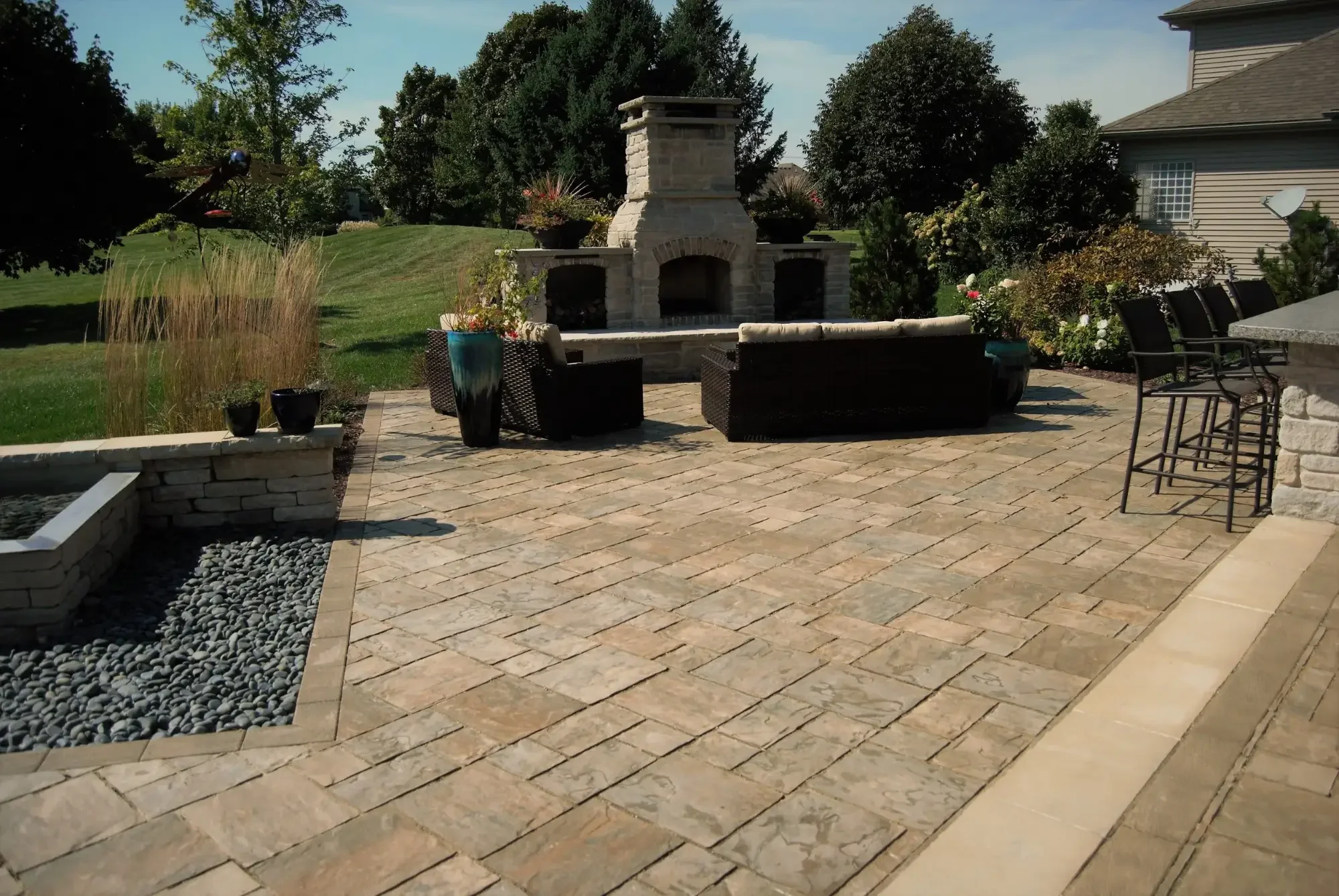 Custom outdoor fire feature by Green View in Peoria, Illinois