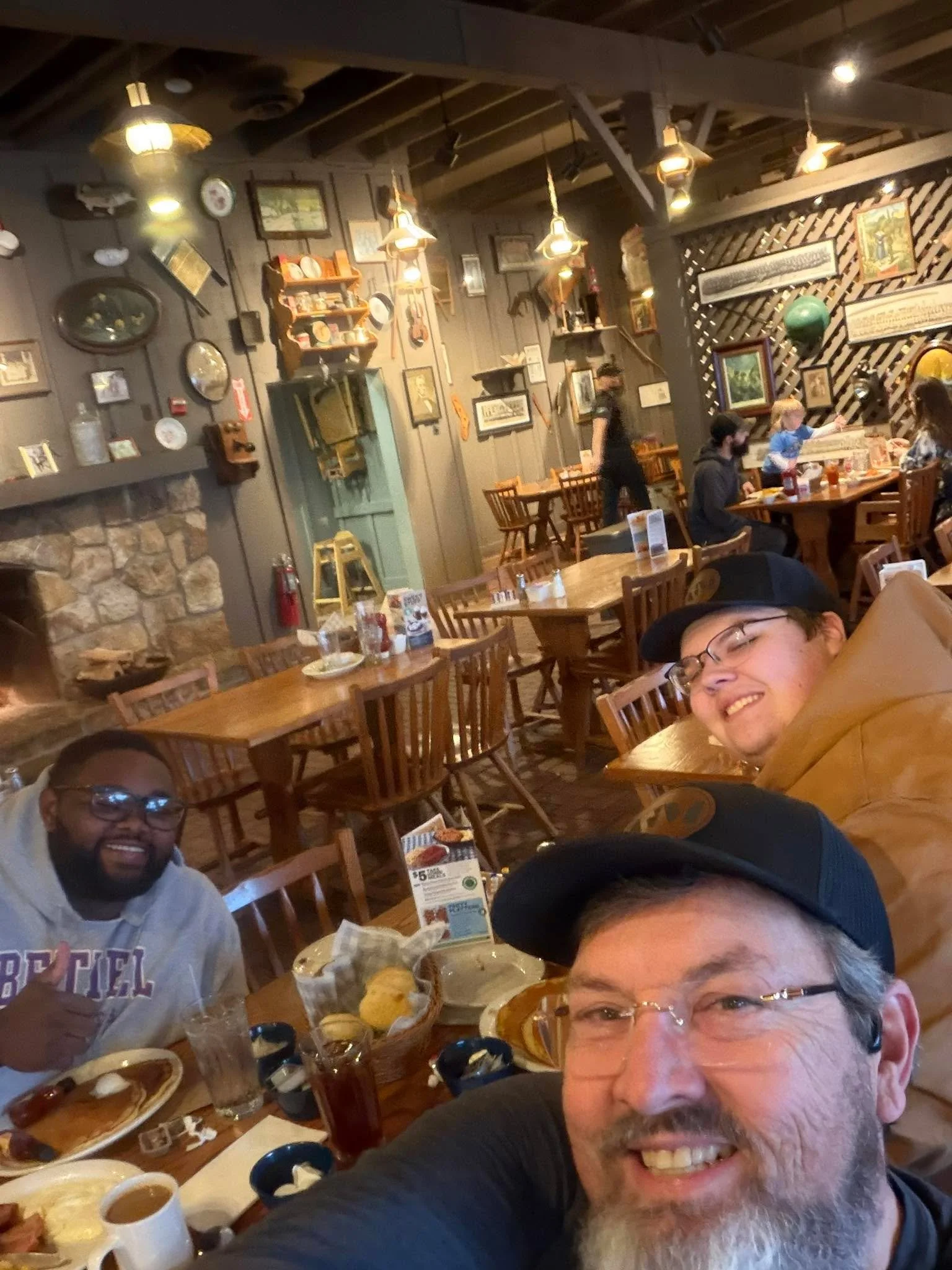 Got to feed my boys supper Cracker Barrel Old Country Store tonight. First real meal since the snow.