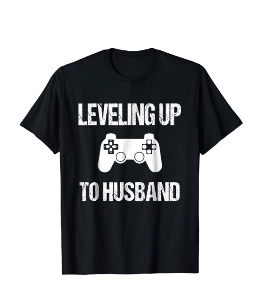 Leveling Up to Husband T-Shirt - Your guy may not have a shiny new ring to show off his status, so get him this Leveling Up to Husband t-shirt as a fun way for him tell all his friends that he’s about to tie the knot!