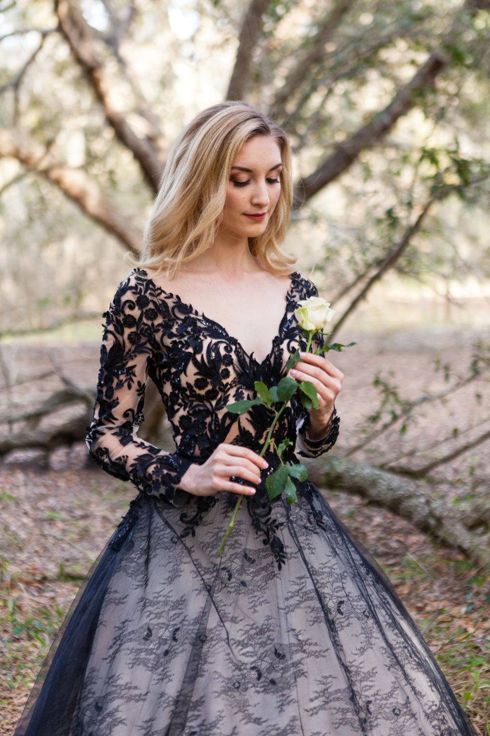  styled shoot with black wedding dress 