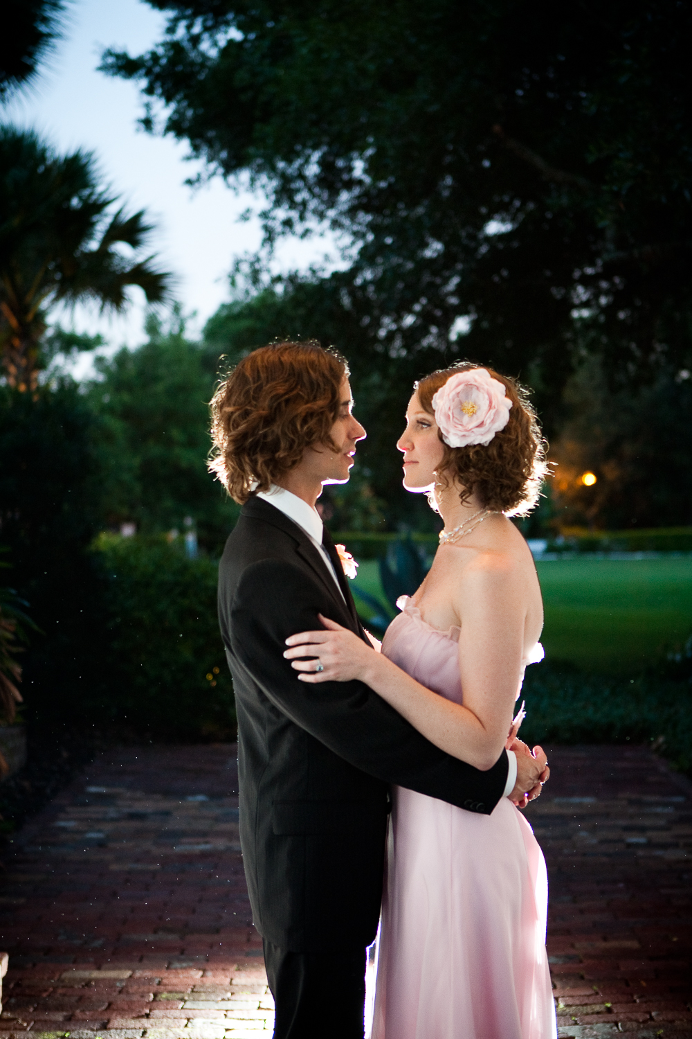  Vintage pink wedding dress at Casa Feliz wedding, Winter Park, Florida
 