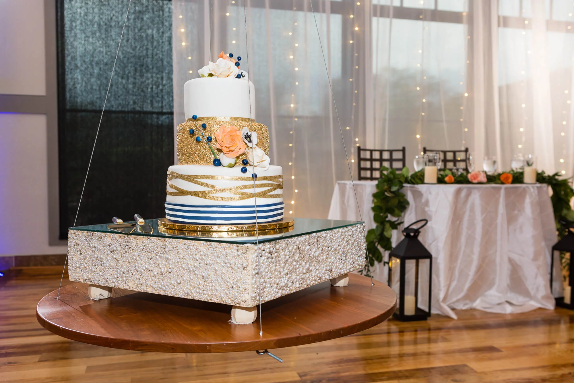 The royal blue and gold wedding of Jessica and Bruce at Noah's Event Venue in Lake Mary, Florida
