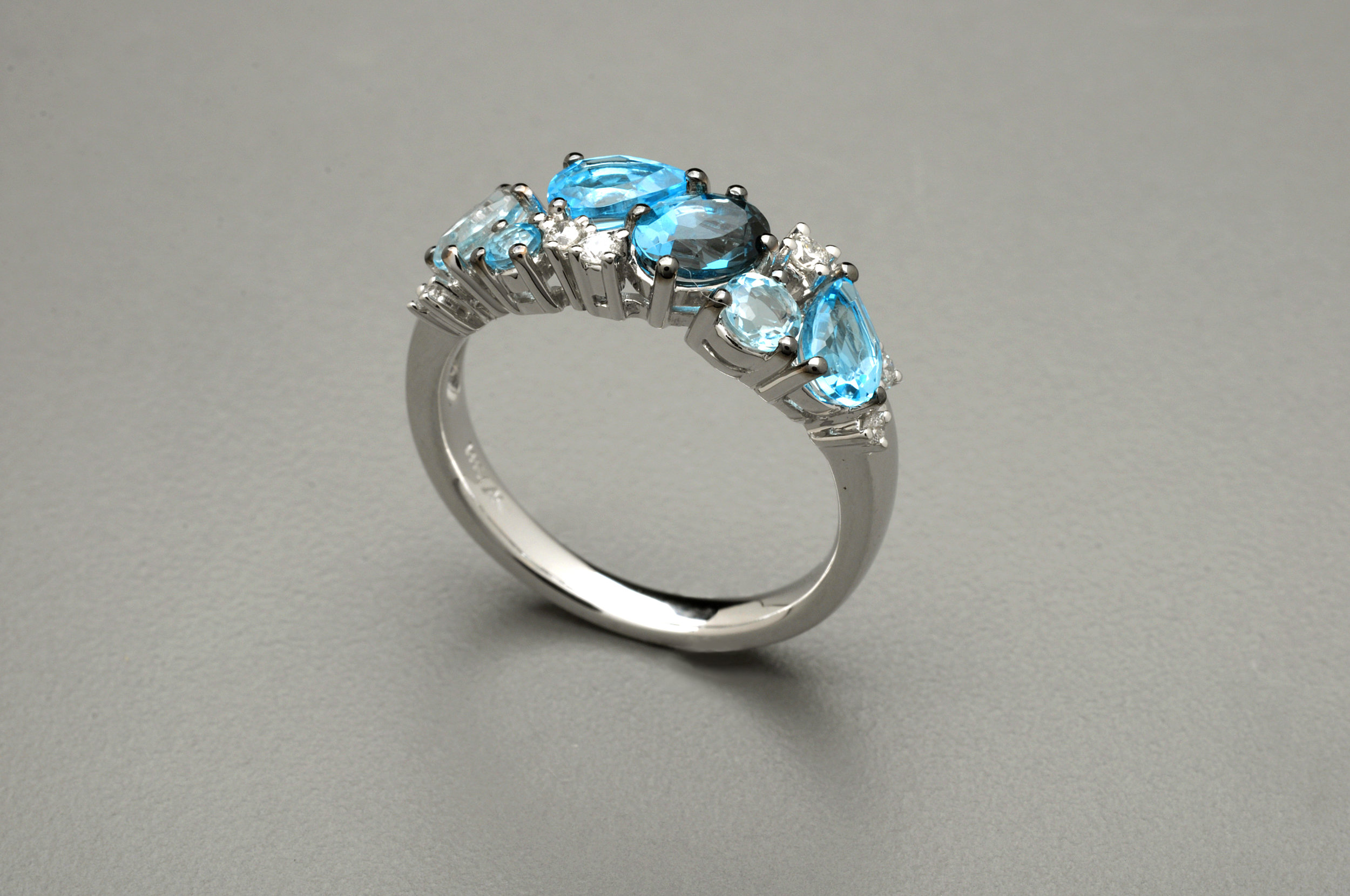 Blue Cluster Ring