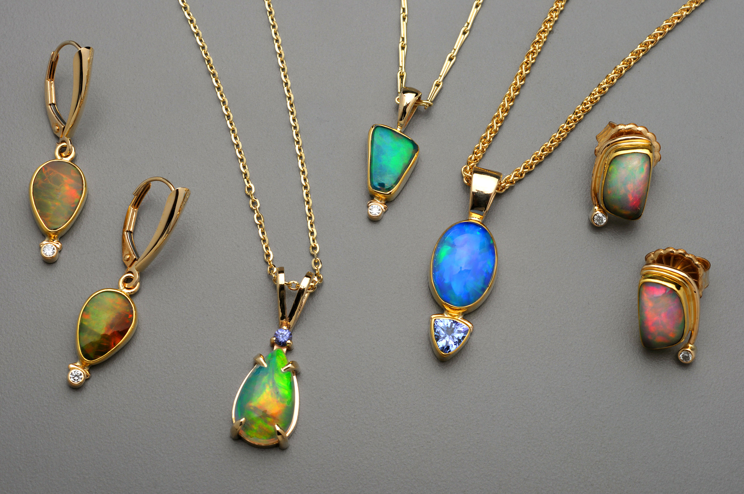 Opal Pendants and Earrings