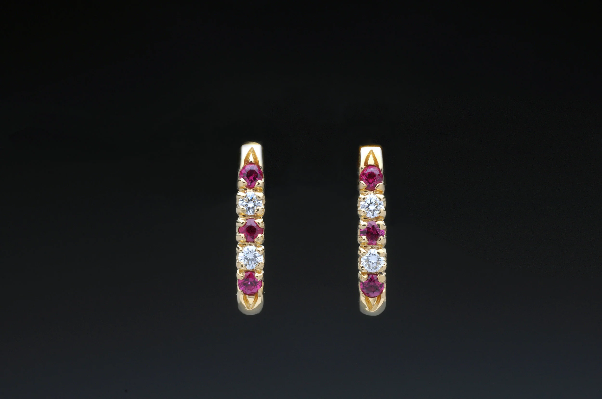 "J" Hoops with Ruby and Diamond