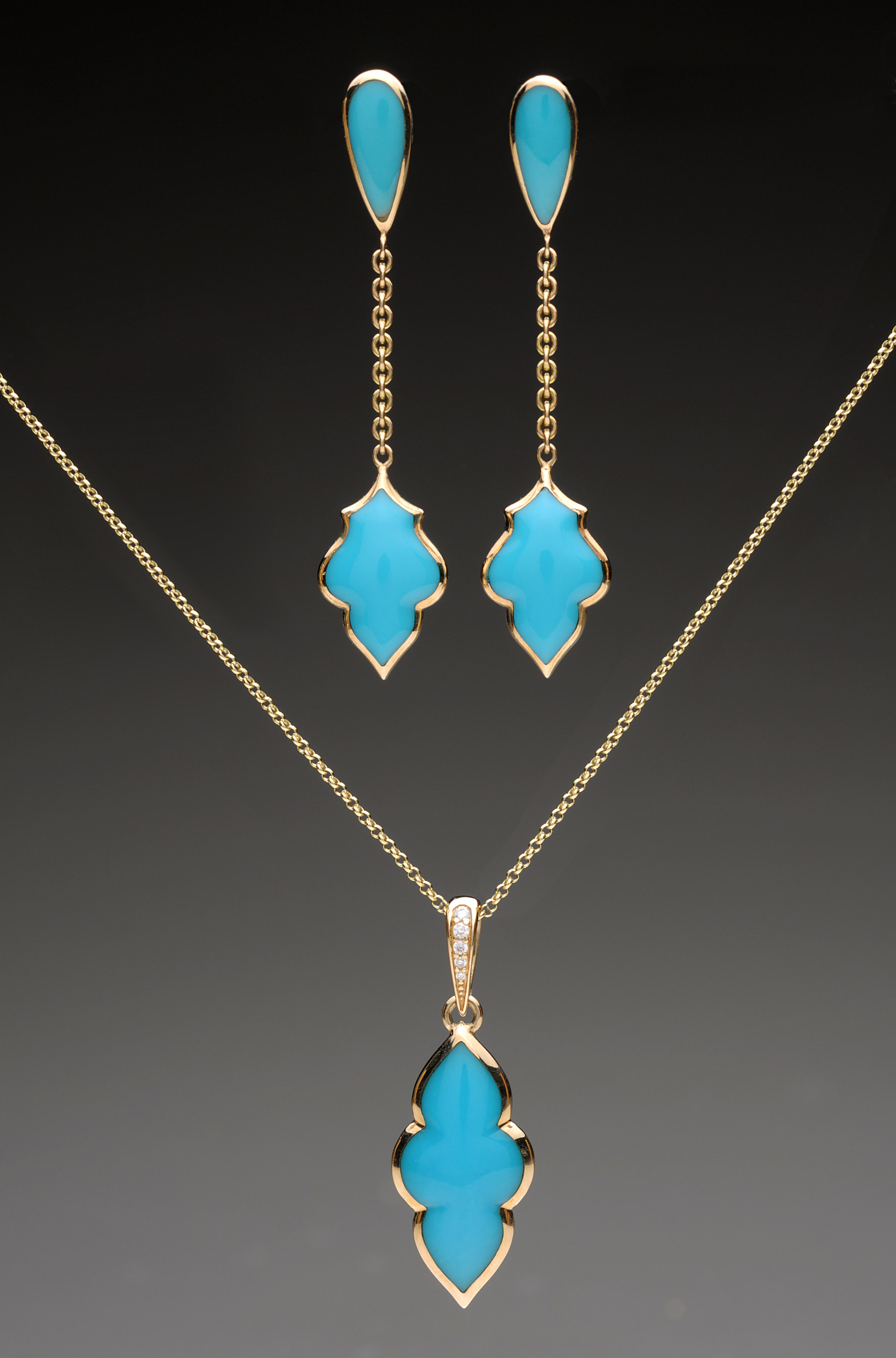 Turquoise Pendant and Earrings