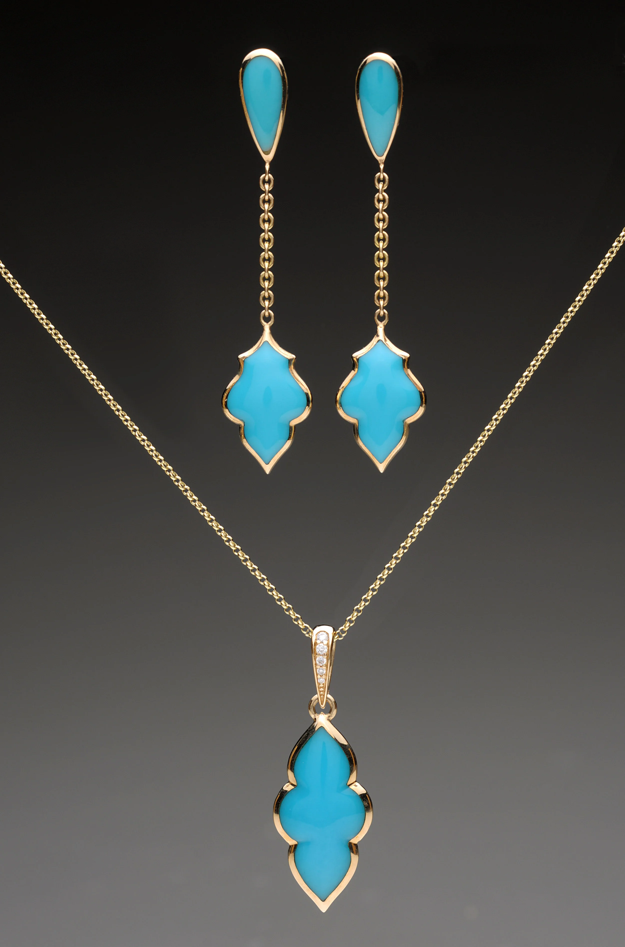 Turquoise Pendant and Earrings
