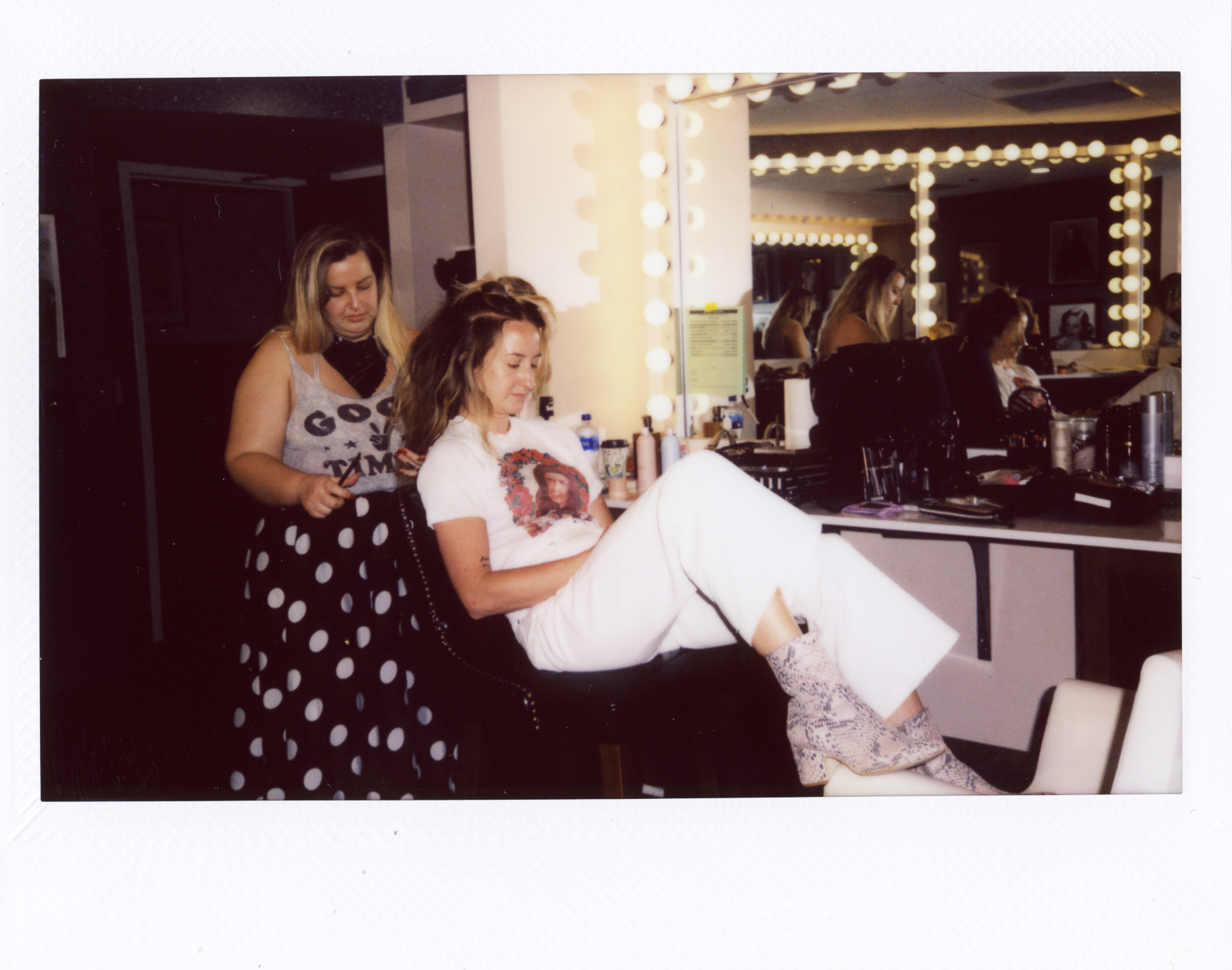 Margo getting her hair and makeup done by Tarryn Feldman