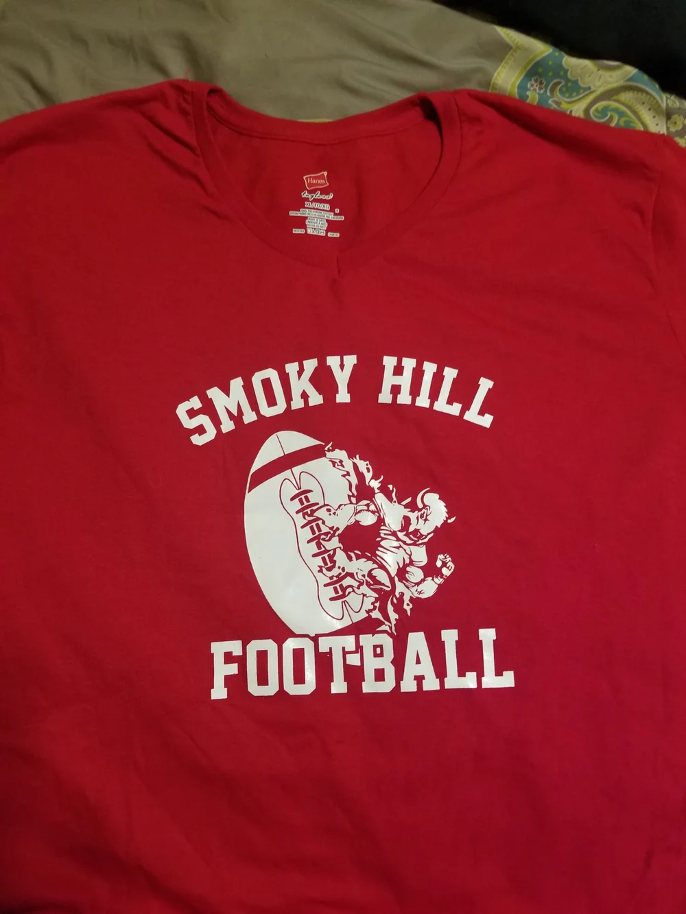 FIRE SALE!!!!! Bursting Football V-Neck (Red & Green) — Moor Soul Designs