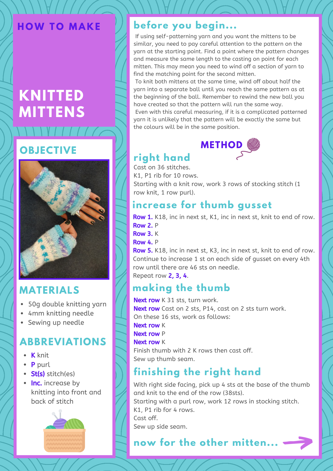 Knitted Mittens Craft Sheet