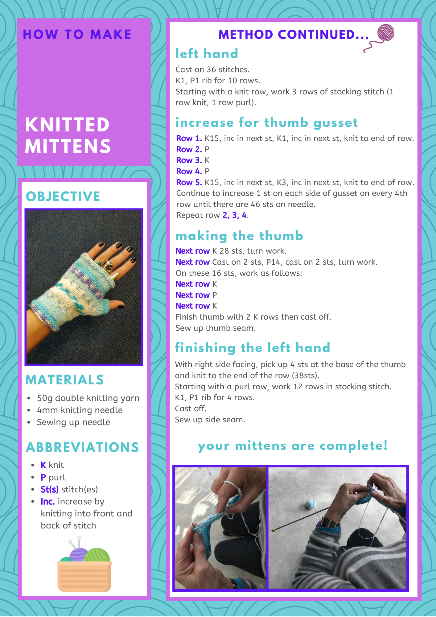 Knitted Mittens Craft Sheet