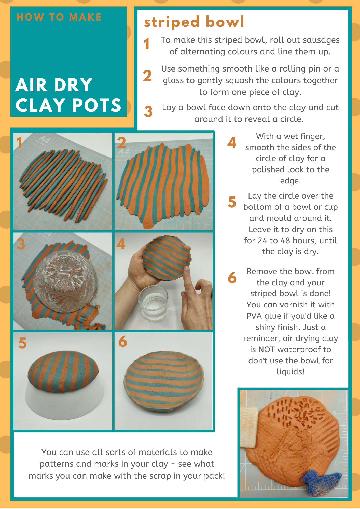 Air Dry Clay Pots Craft Sheet