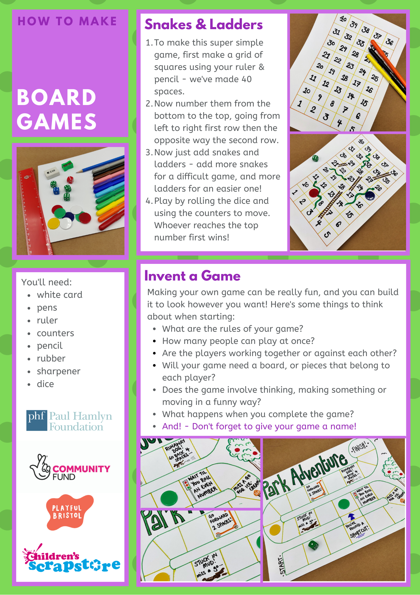 Board Game Craft Sheet