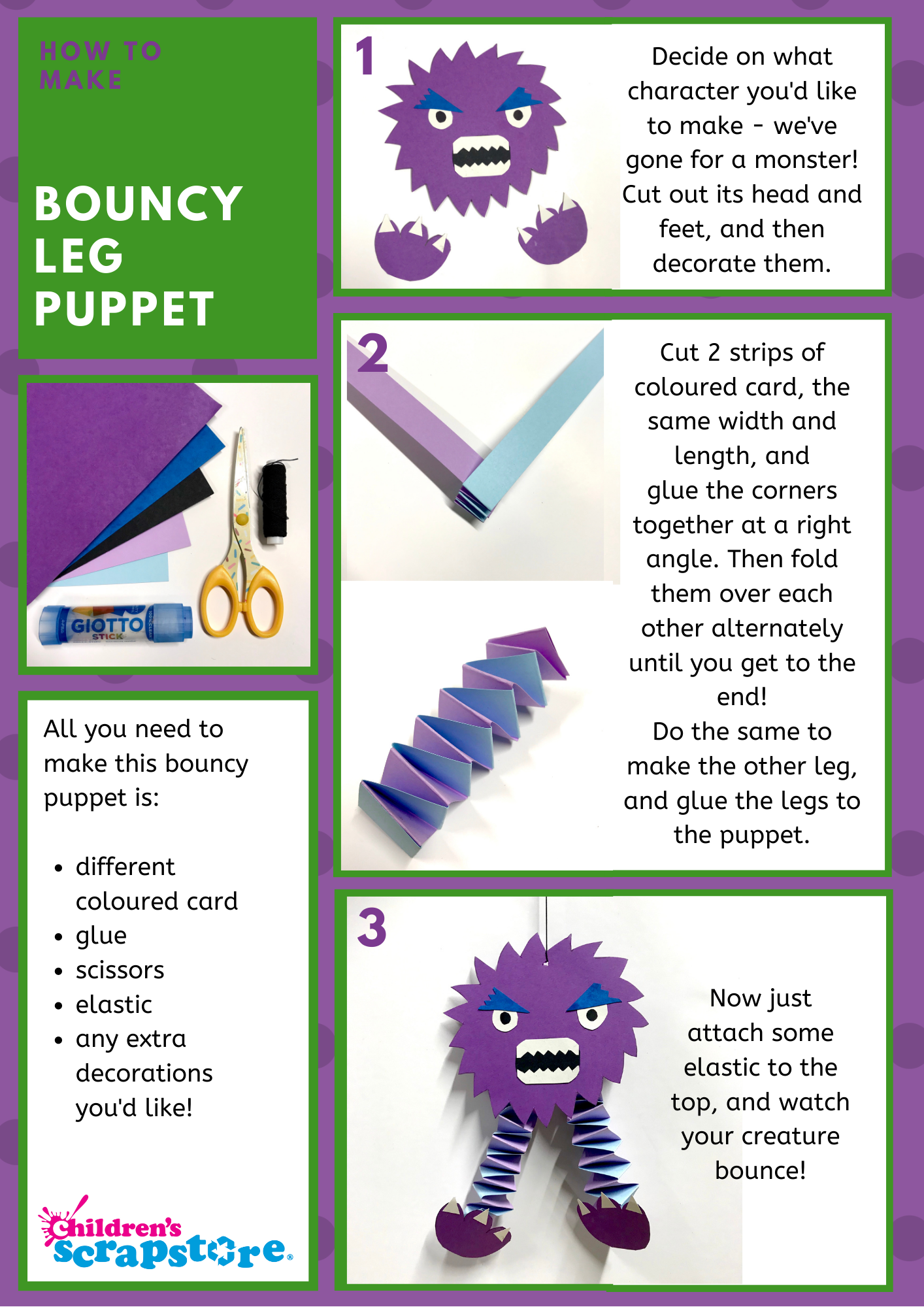 Bouncy Leg Puppet Craft Sheet