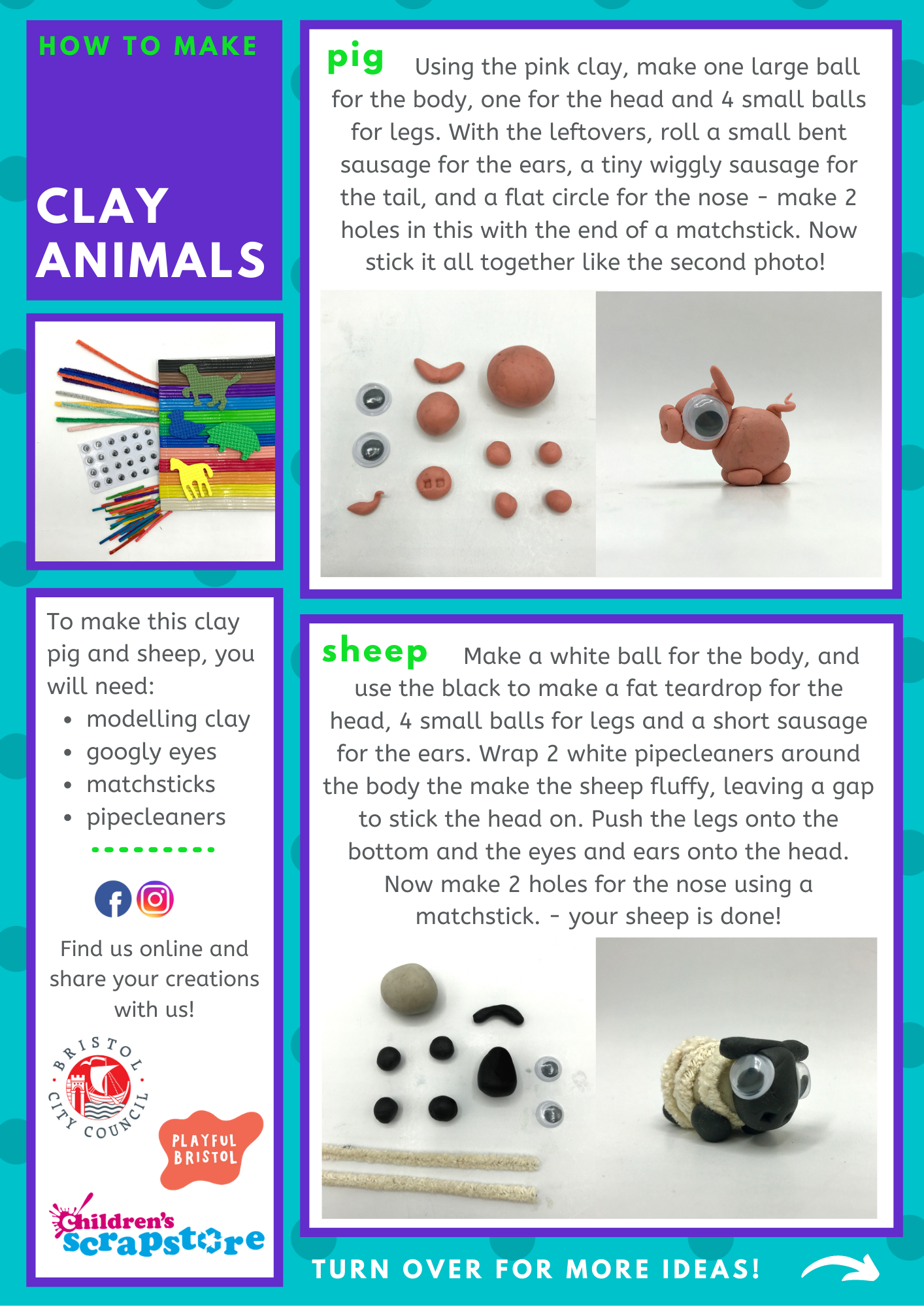 Clay Animals Craft Sheet