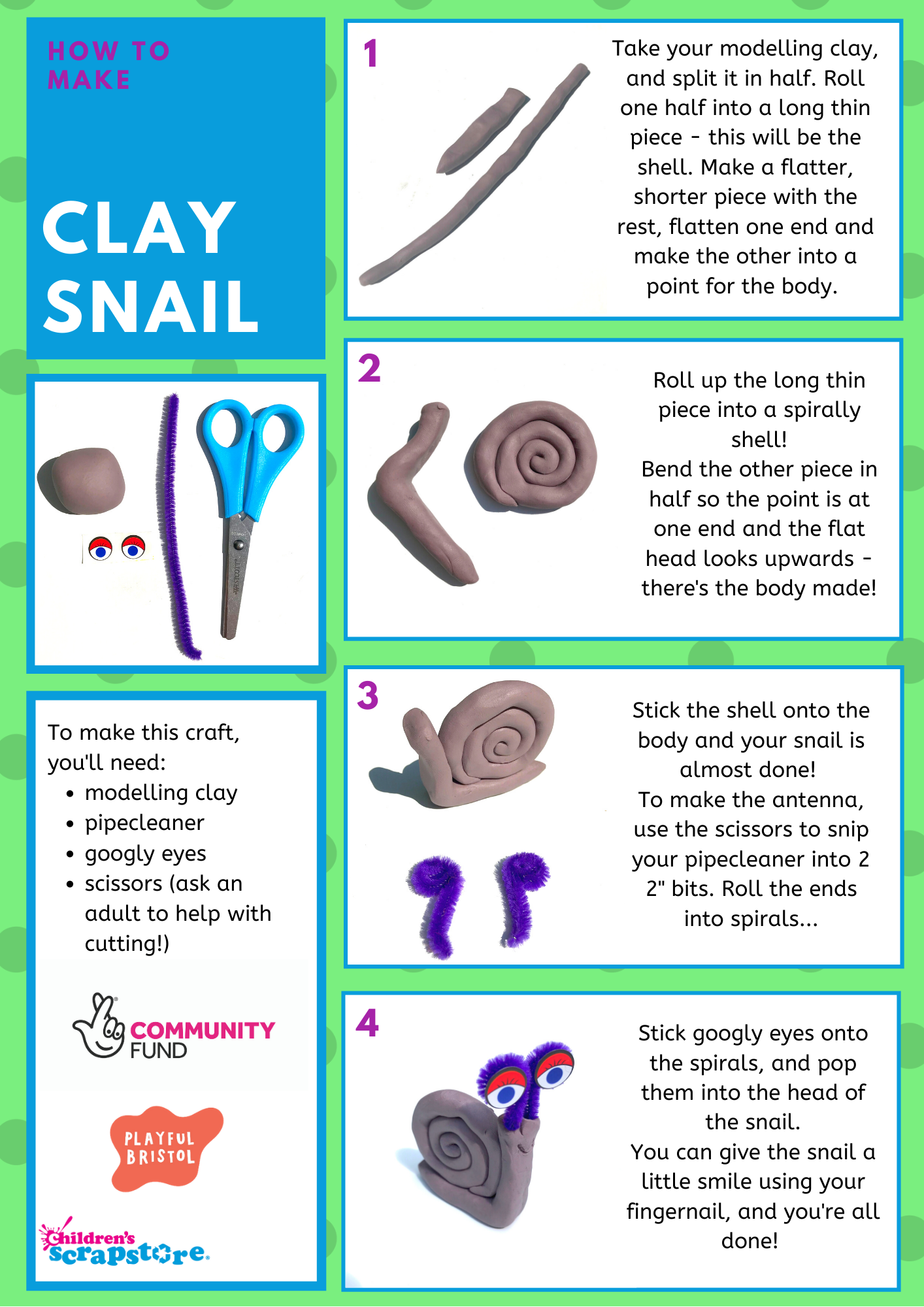 Clay Snail Craft Sheet