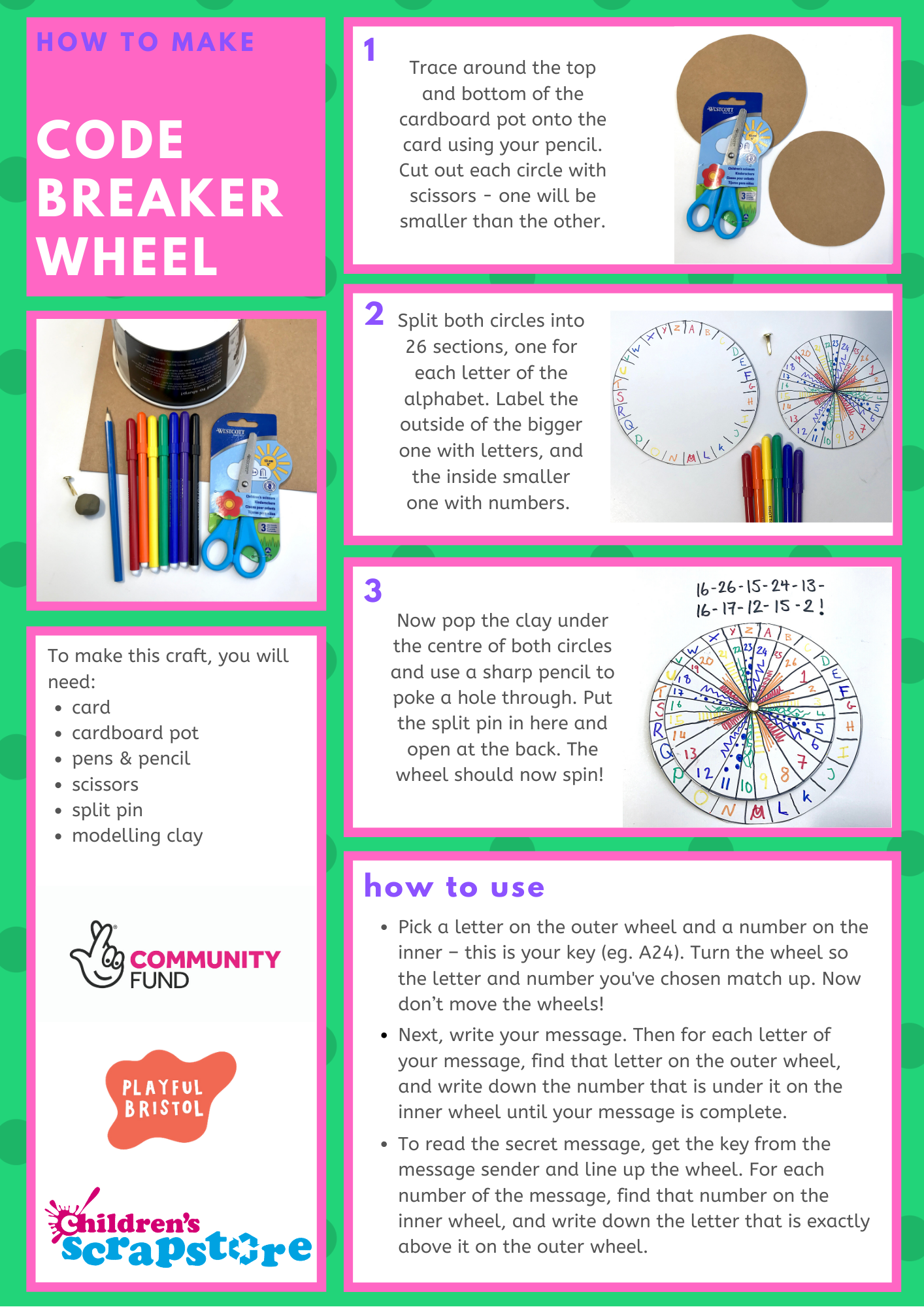 Code Breaker Wheel Craft Sheet