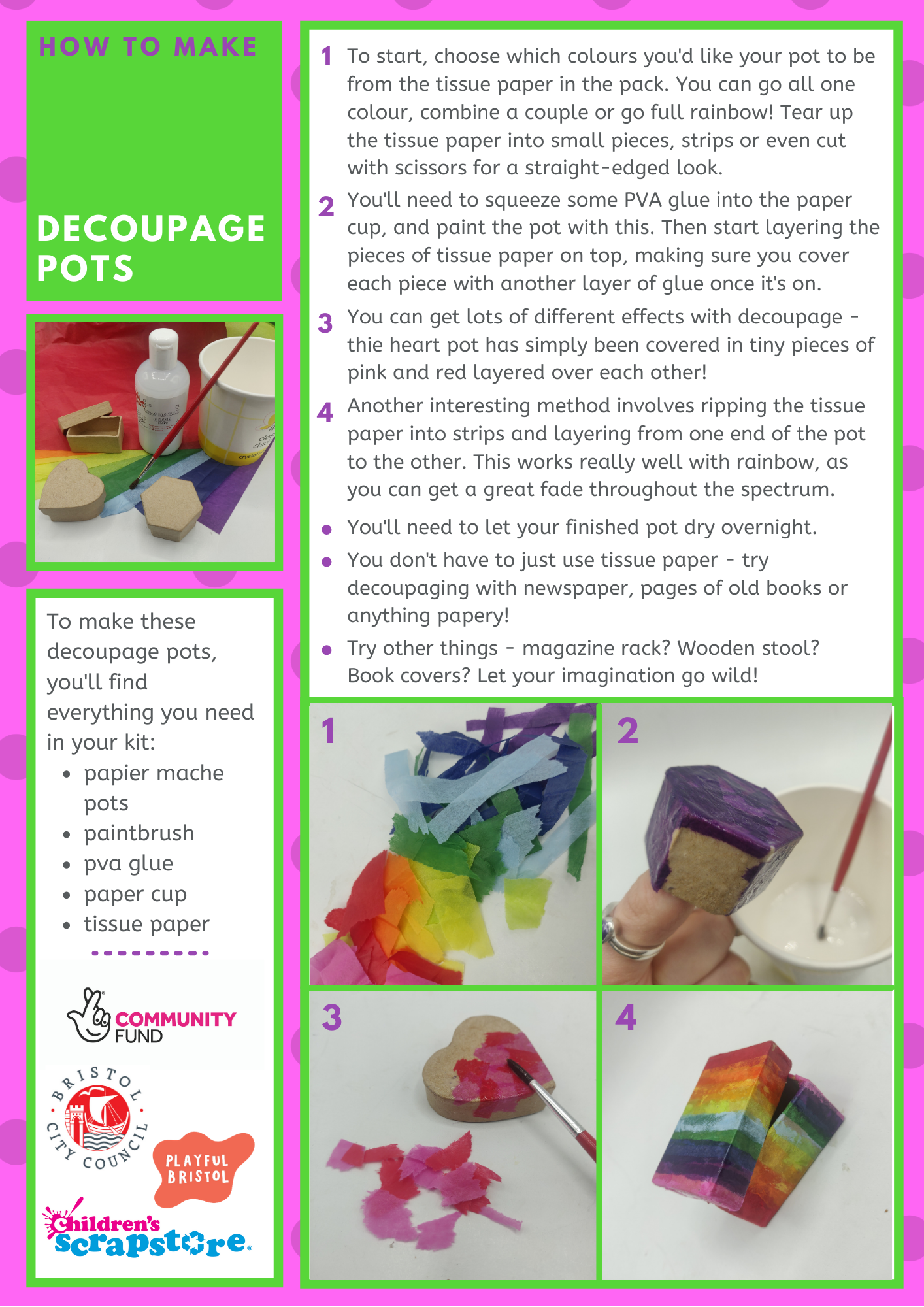 Decoupage Pots Craft Sheet