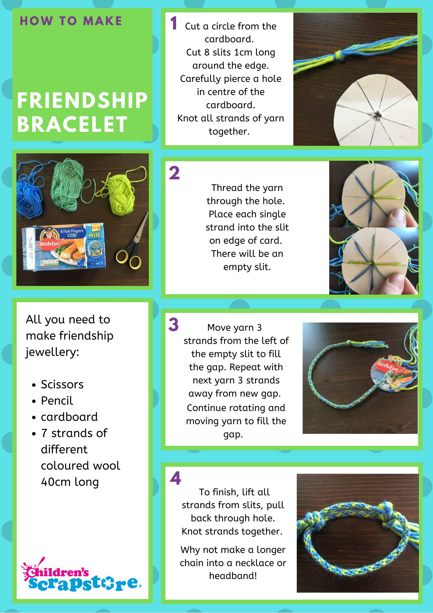 Friendship Bracelet Craft Sheet