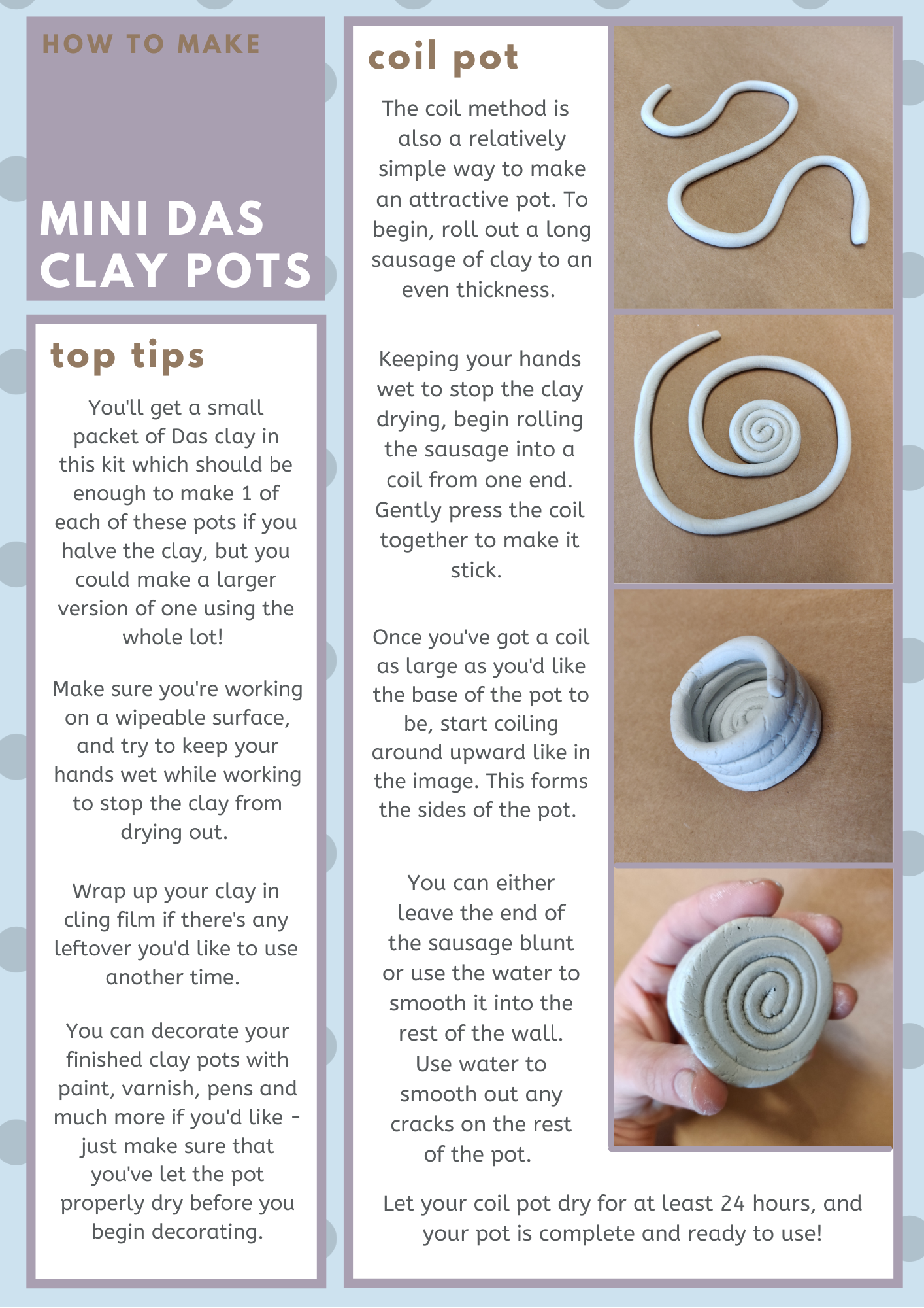 Mini Das Clay Pot Craft Sheet