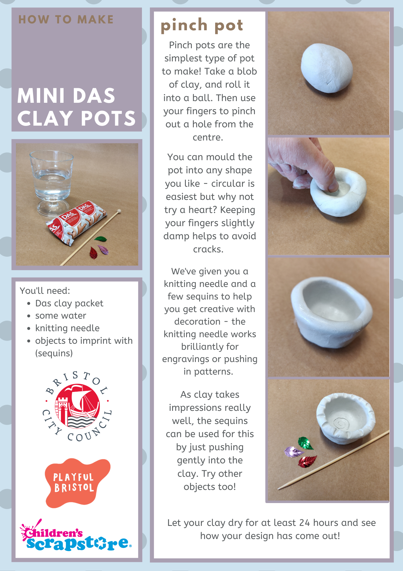 Mini Das Clay Pot Craft Sheet