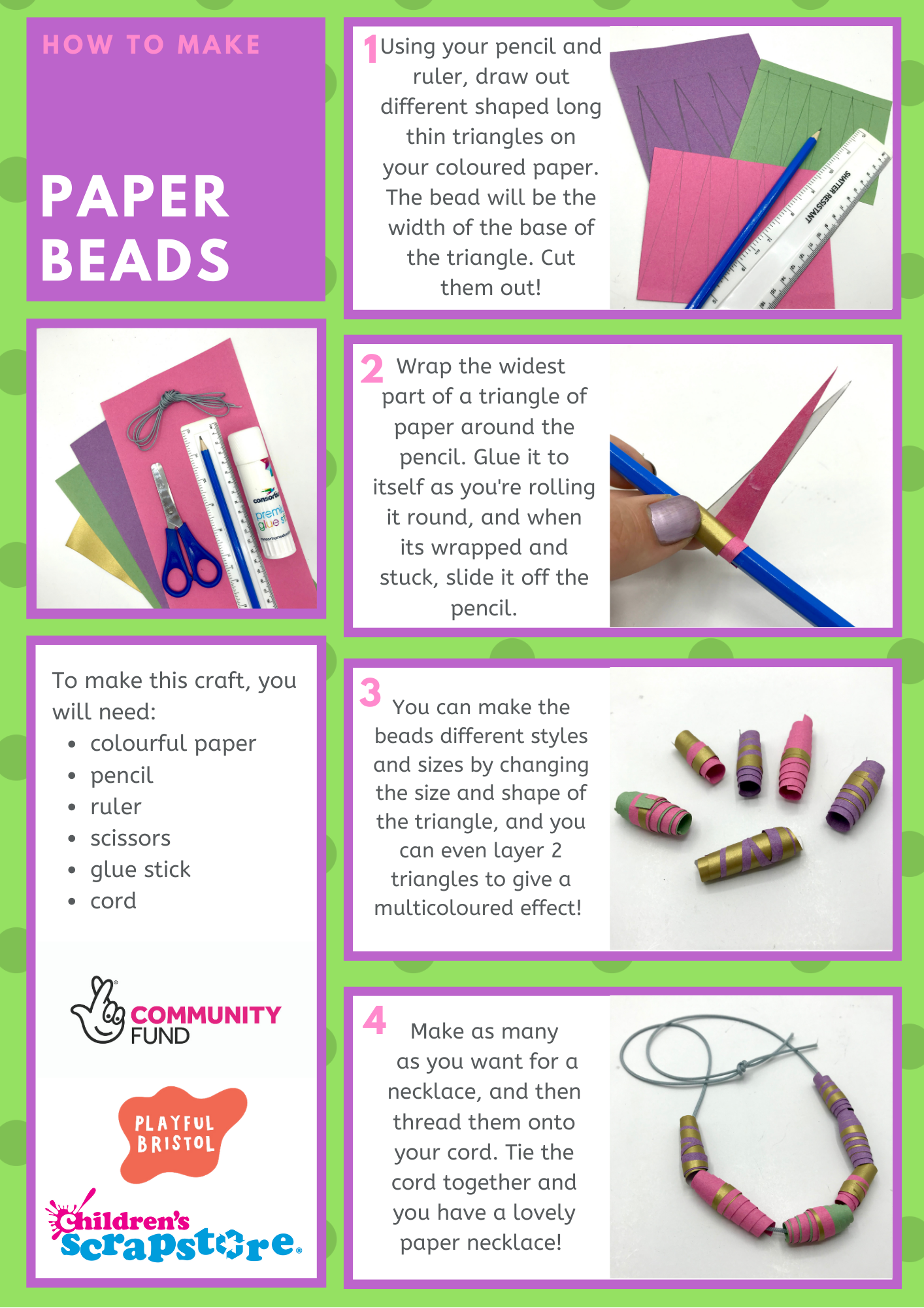 Paper Beads Craft Sheet