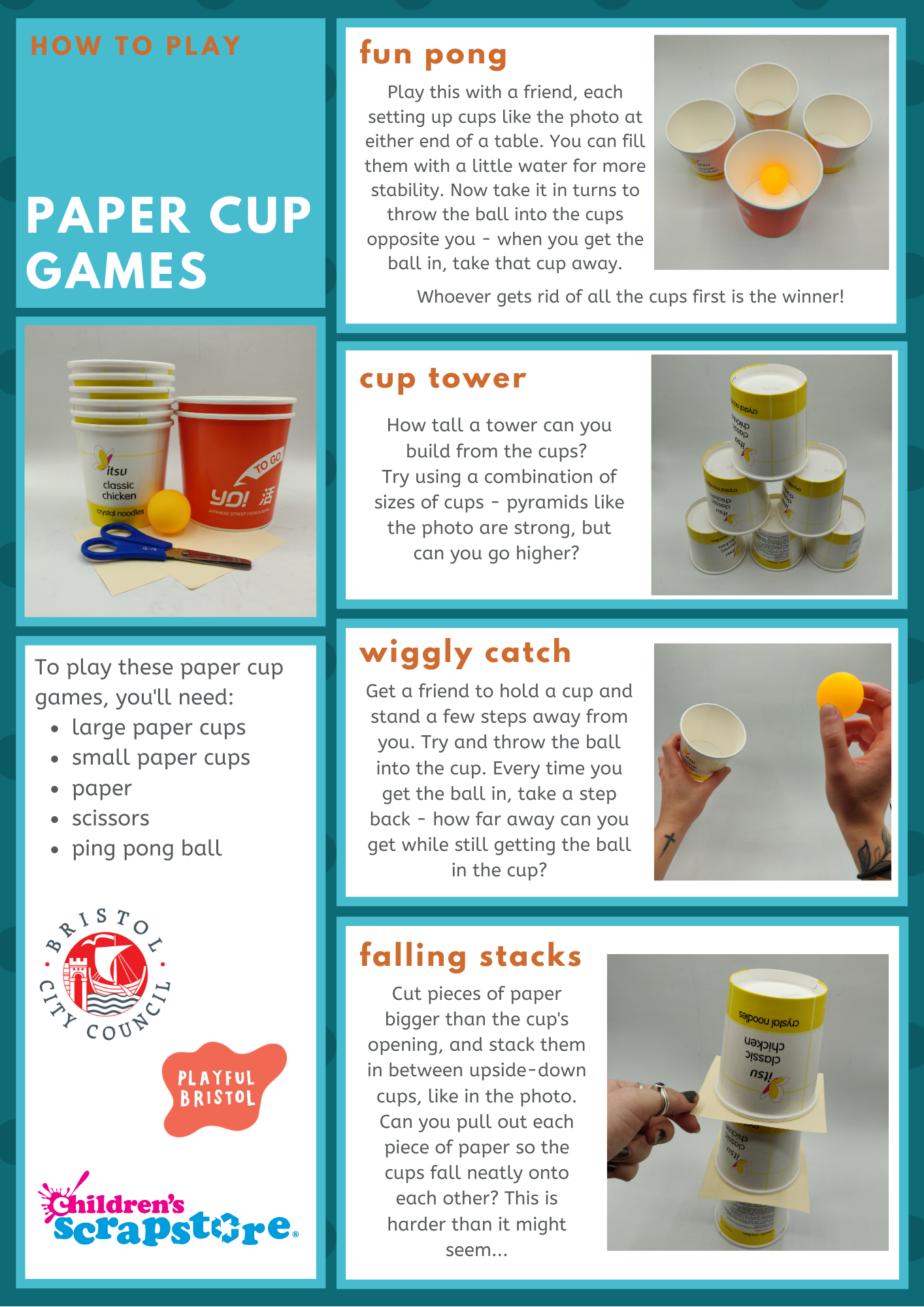 Paper Cup Game Craft Sheet