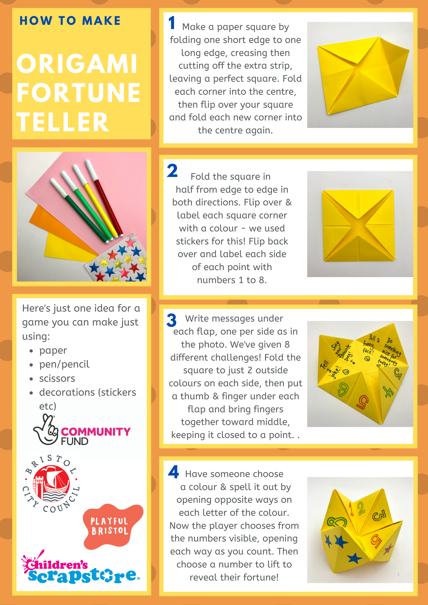 Origami Fortune Teller Craft Sheet