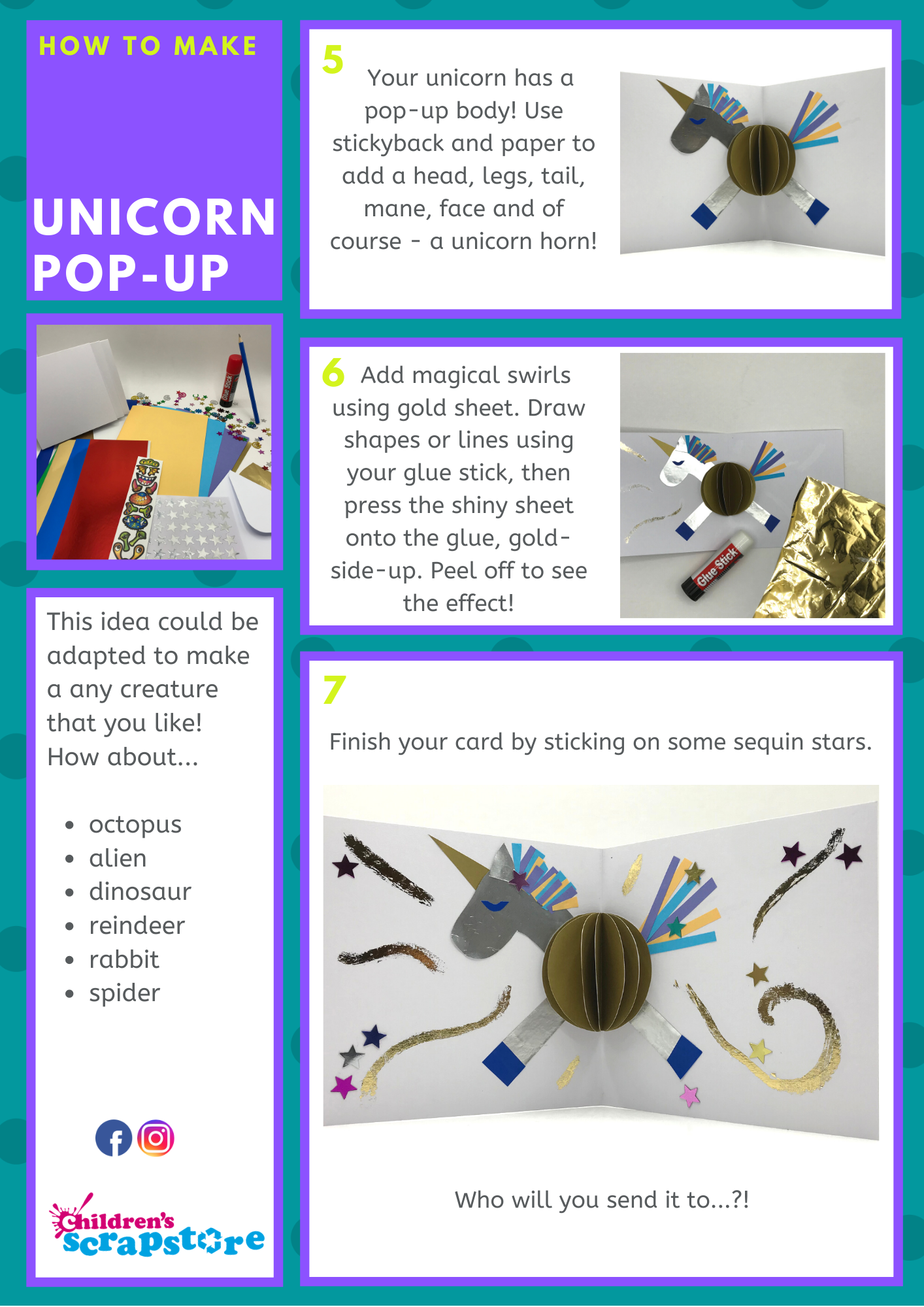 Unicorn Pop-up Craft Sheet