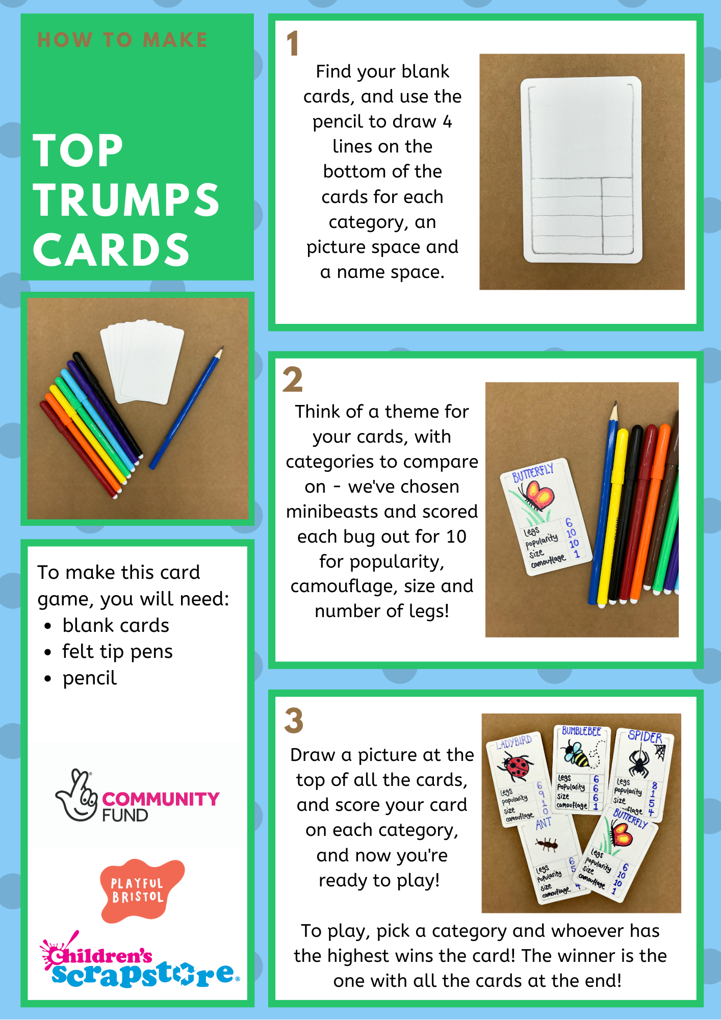 Top Trump Cards Craft Sheet