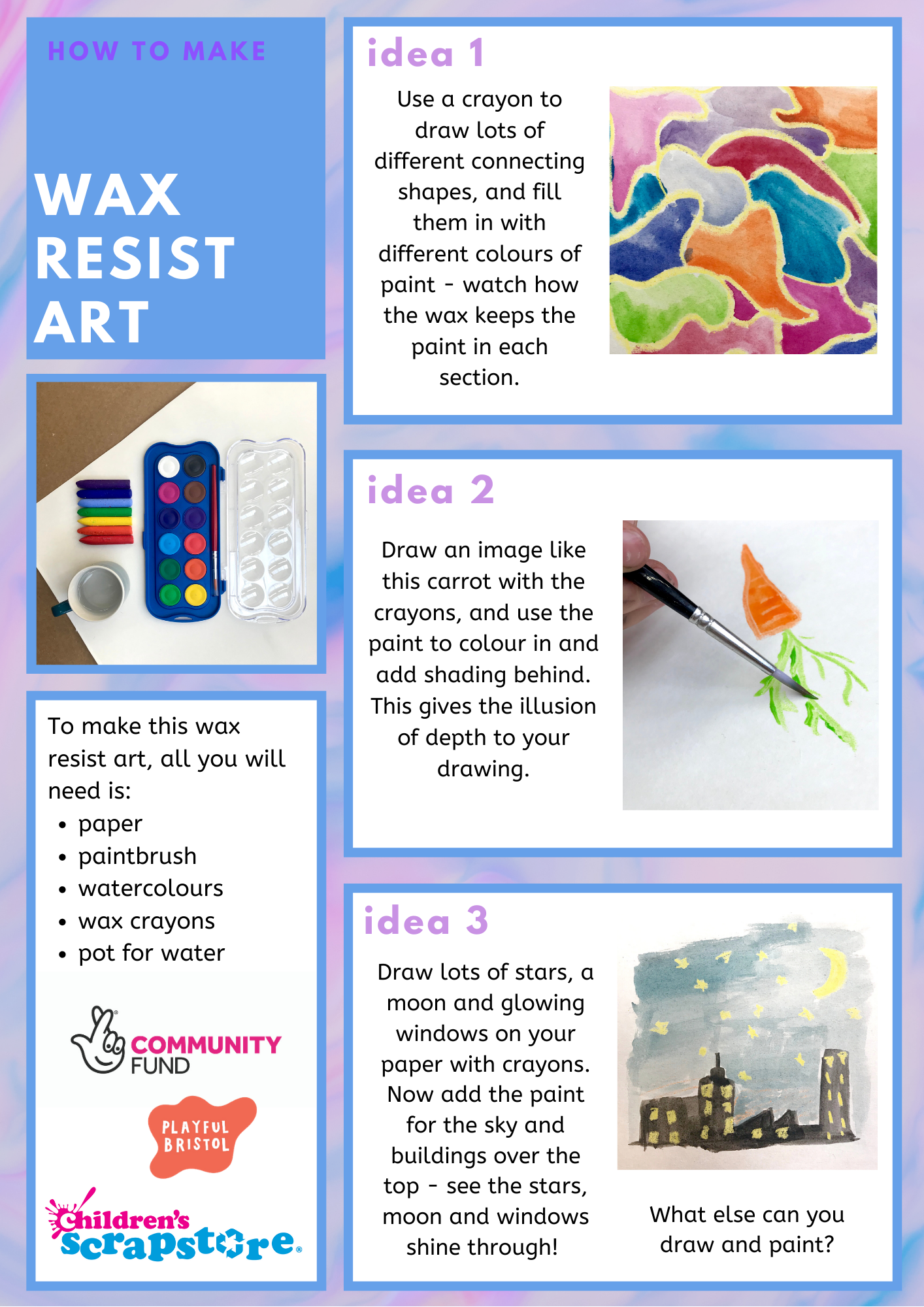 Wax Resist Art Craft Sheet