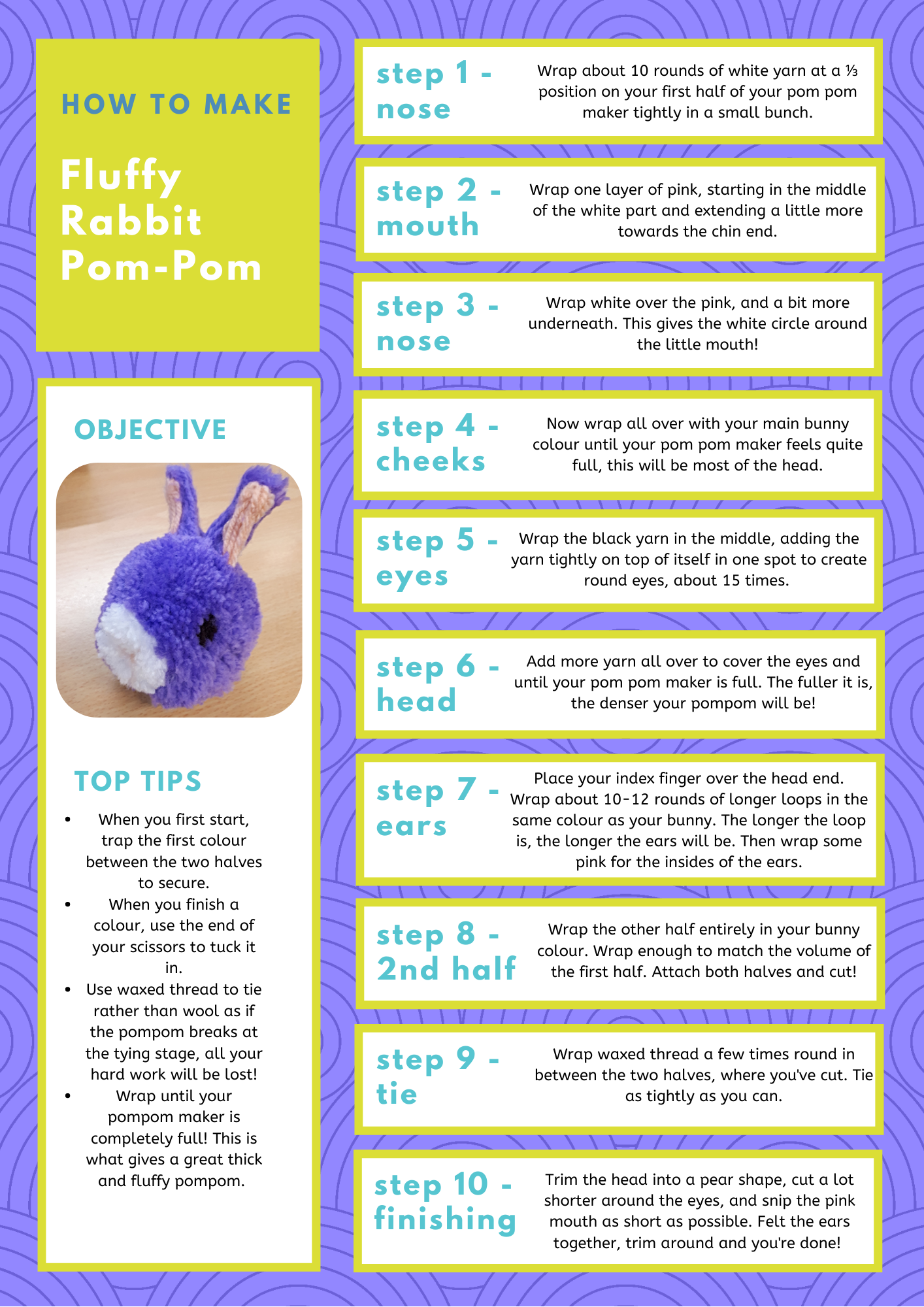 Fluffy Rabbit Pom Pom Craft Sheet