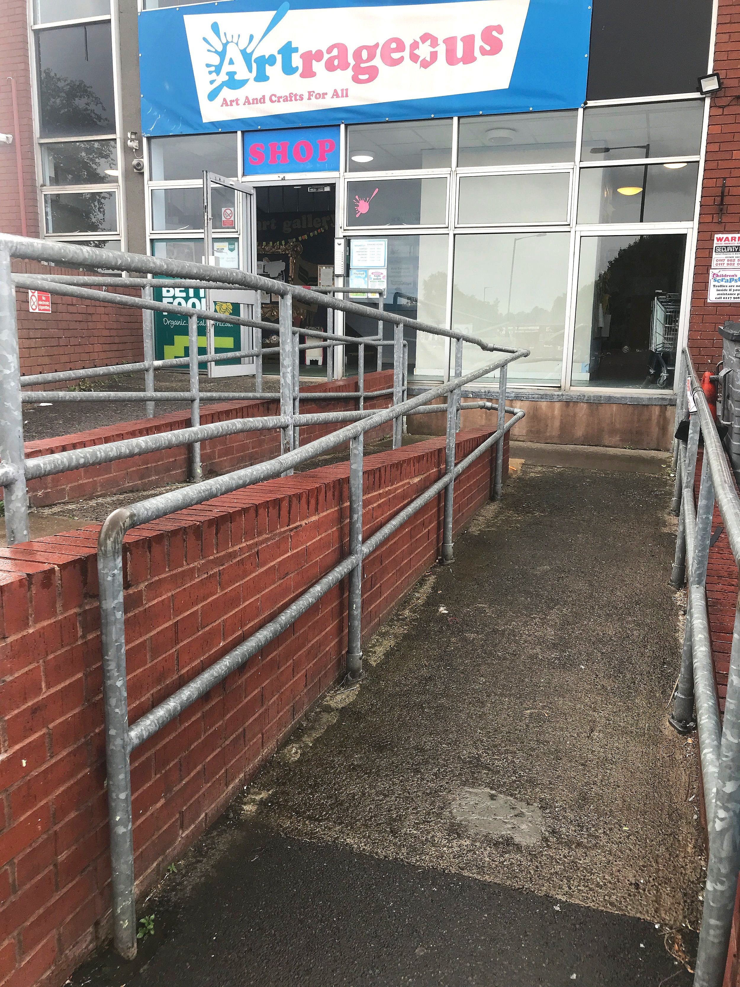  Accessible wheelchair ramp to front entrance of Children’s Scrapstore, Bristol 