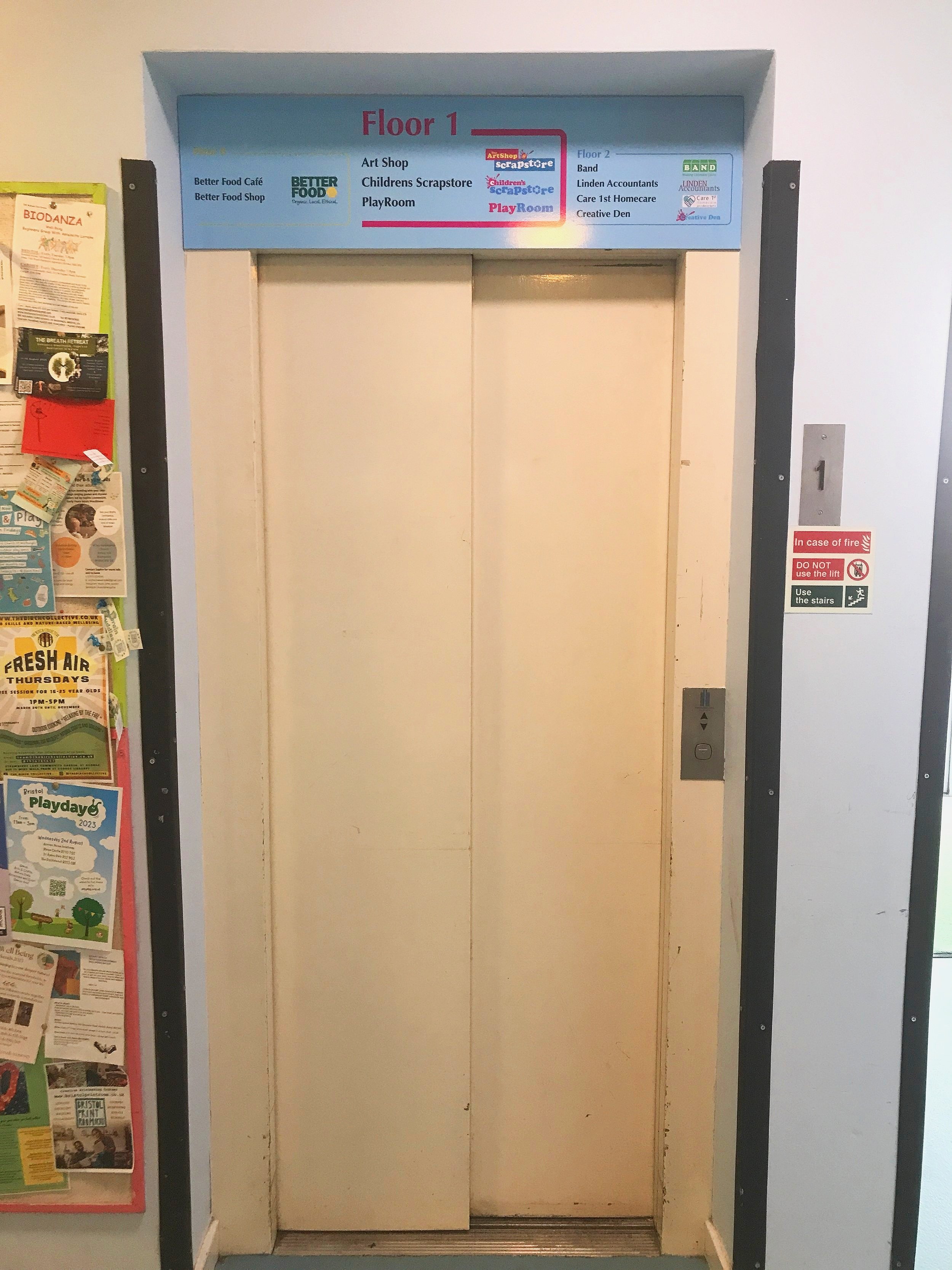  Accessible lift in Bristol Children’s Scrapstore to access first floor 