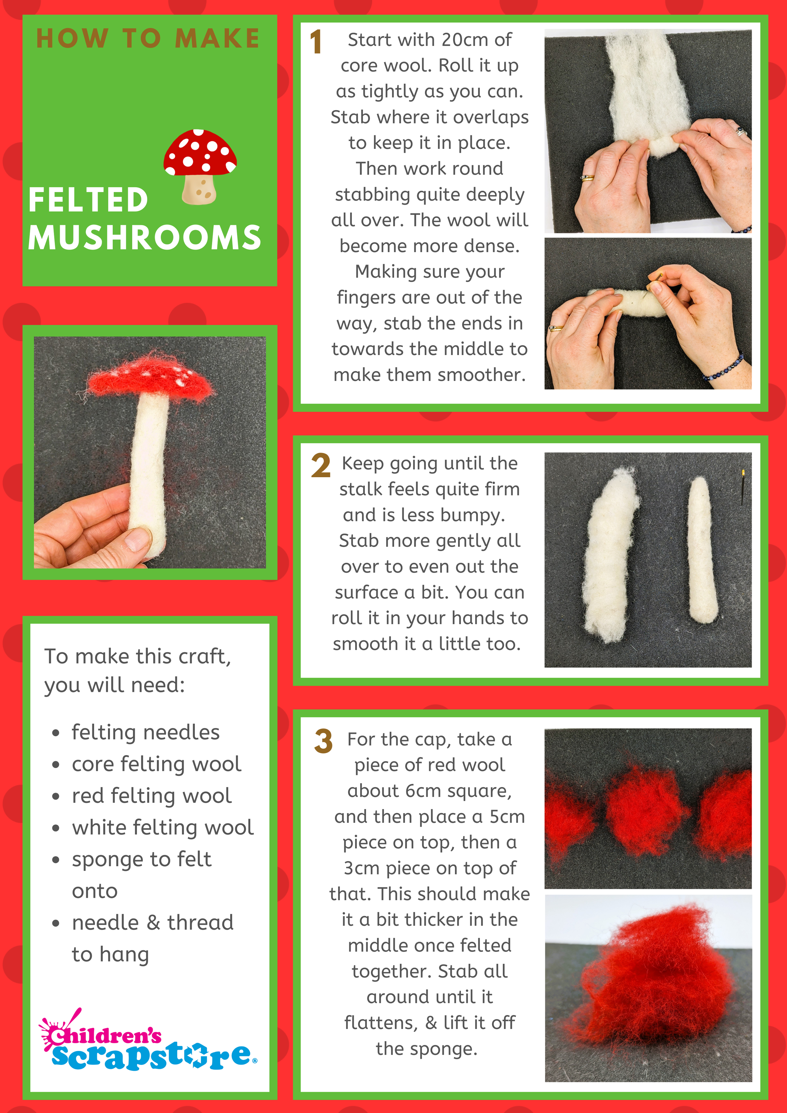 Felted Mushroom Craft Sheet